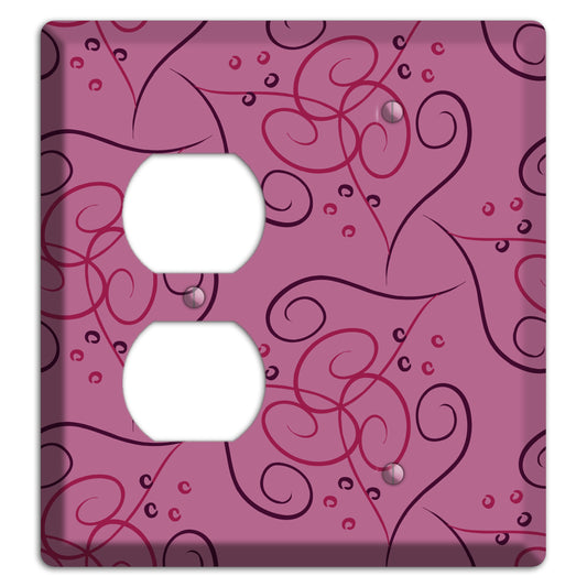 Pink Scroll Hearts Duplex / Blank Wallplate