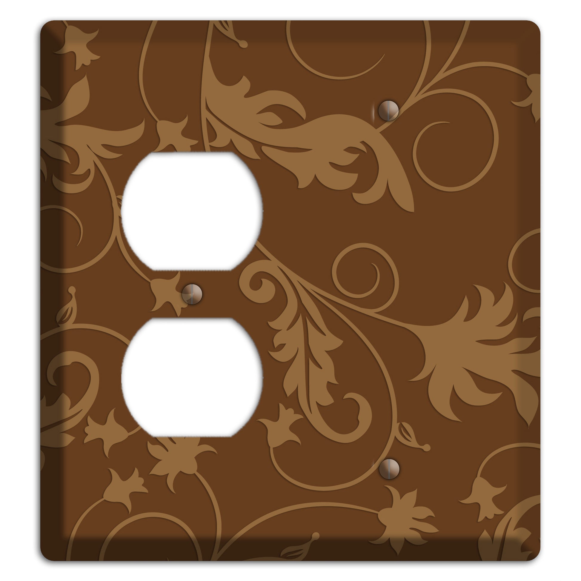 Brown Victorian Sprig Duplex / Blank Wallplate