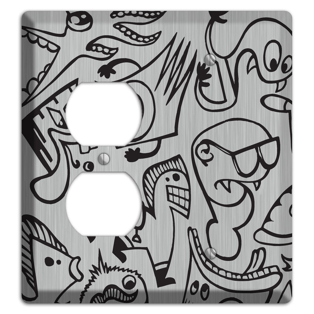 Whimsical Faces 1 Stainless Steel Duplex / Blank Wallplate