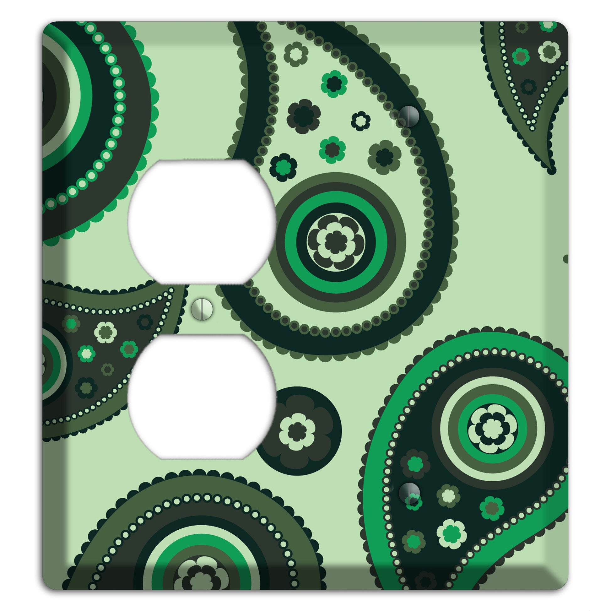 Green Paisley Duplex / Blank Wallplate