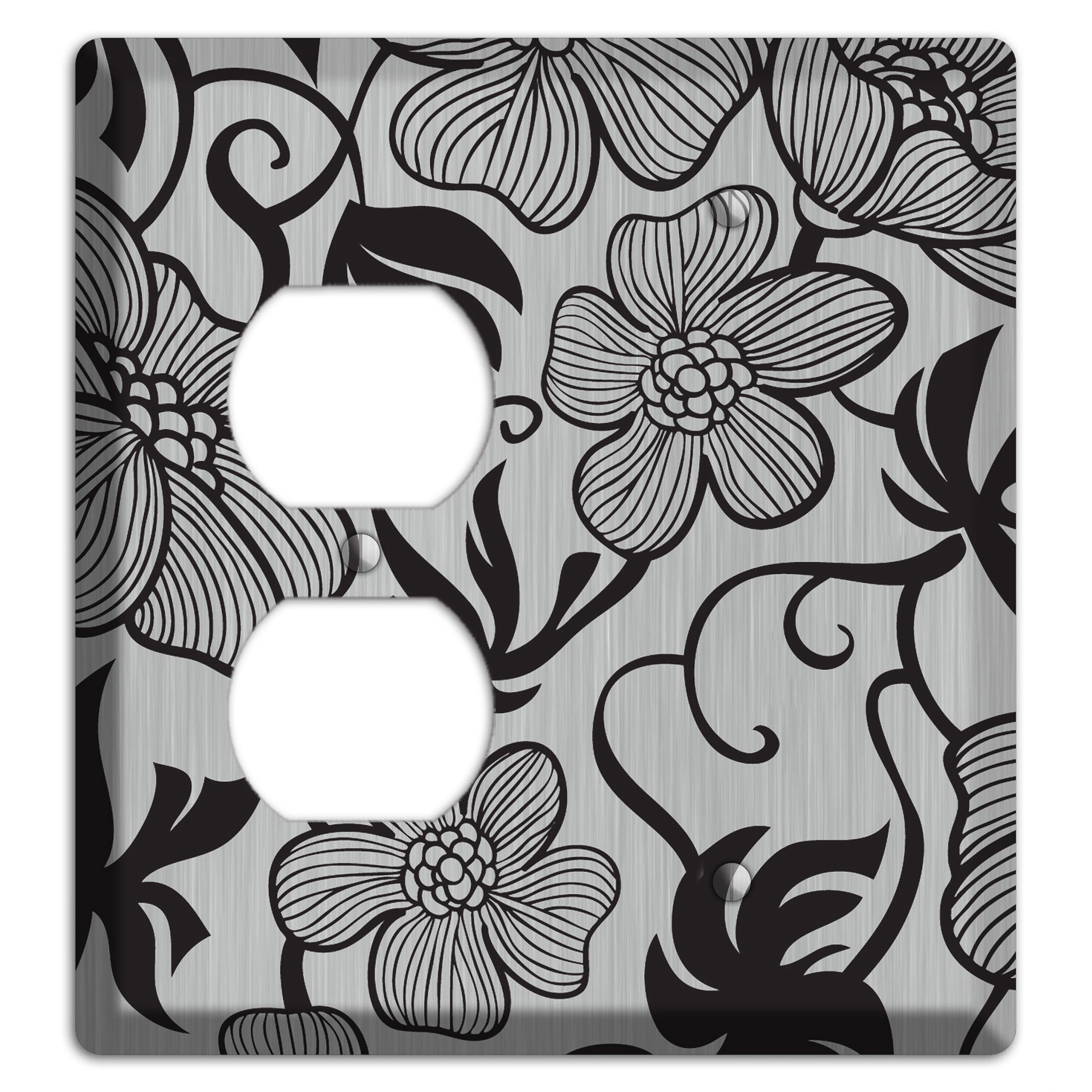 Stainless with Black Tropical Duplex / Blank Wallplate