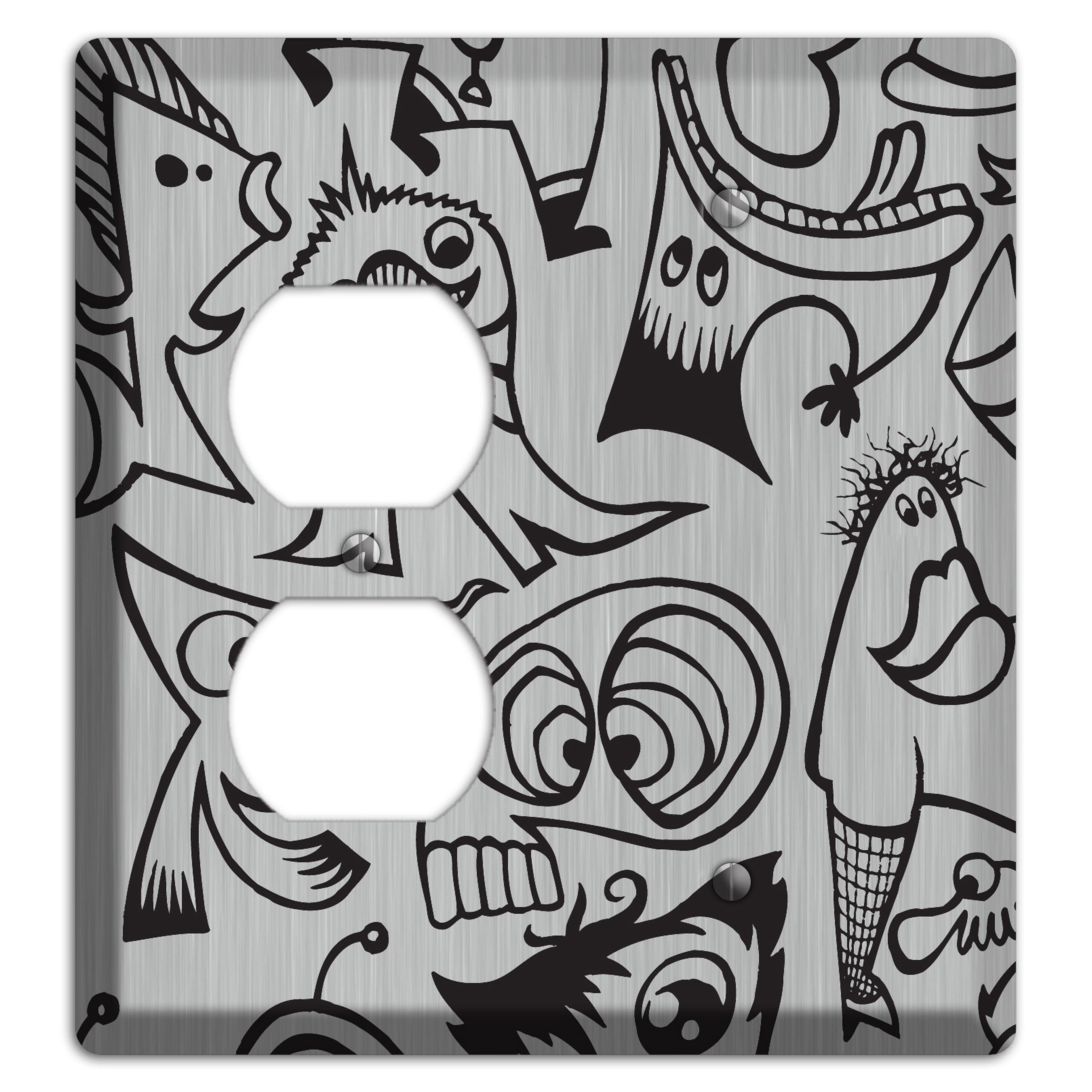 Whimsical Faces 2  Stainless Duplex / Blank Wallplate