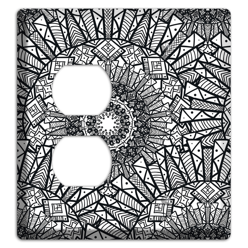 Mandala Black and White Style X Cover Plates Duplex / Blank Wallplate