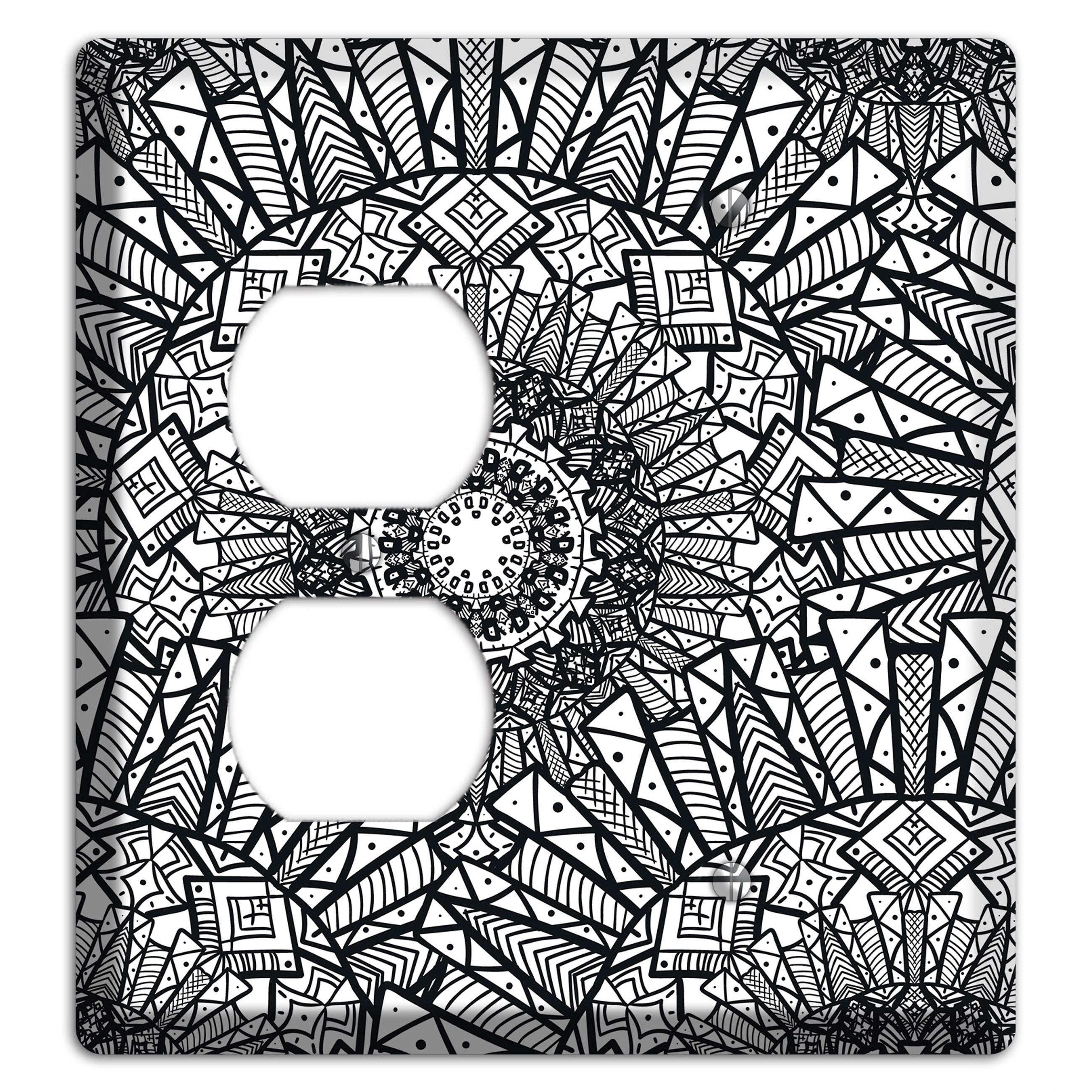 Mandala Black and White Style X Cover Plates Duplex / Blank Wallplate