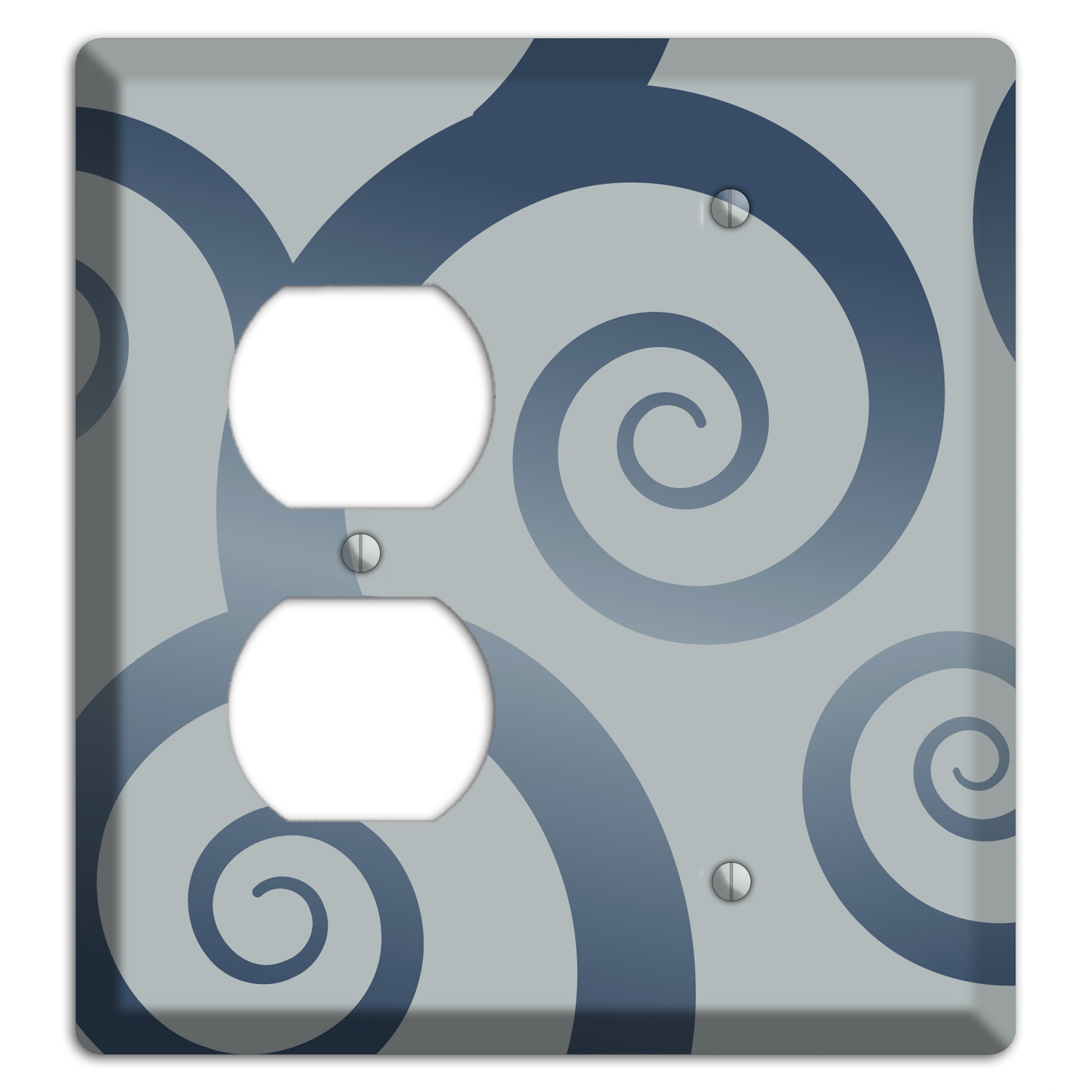 Grey with Blue Large Swirl Duplex / Blank Wallplate