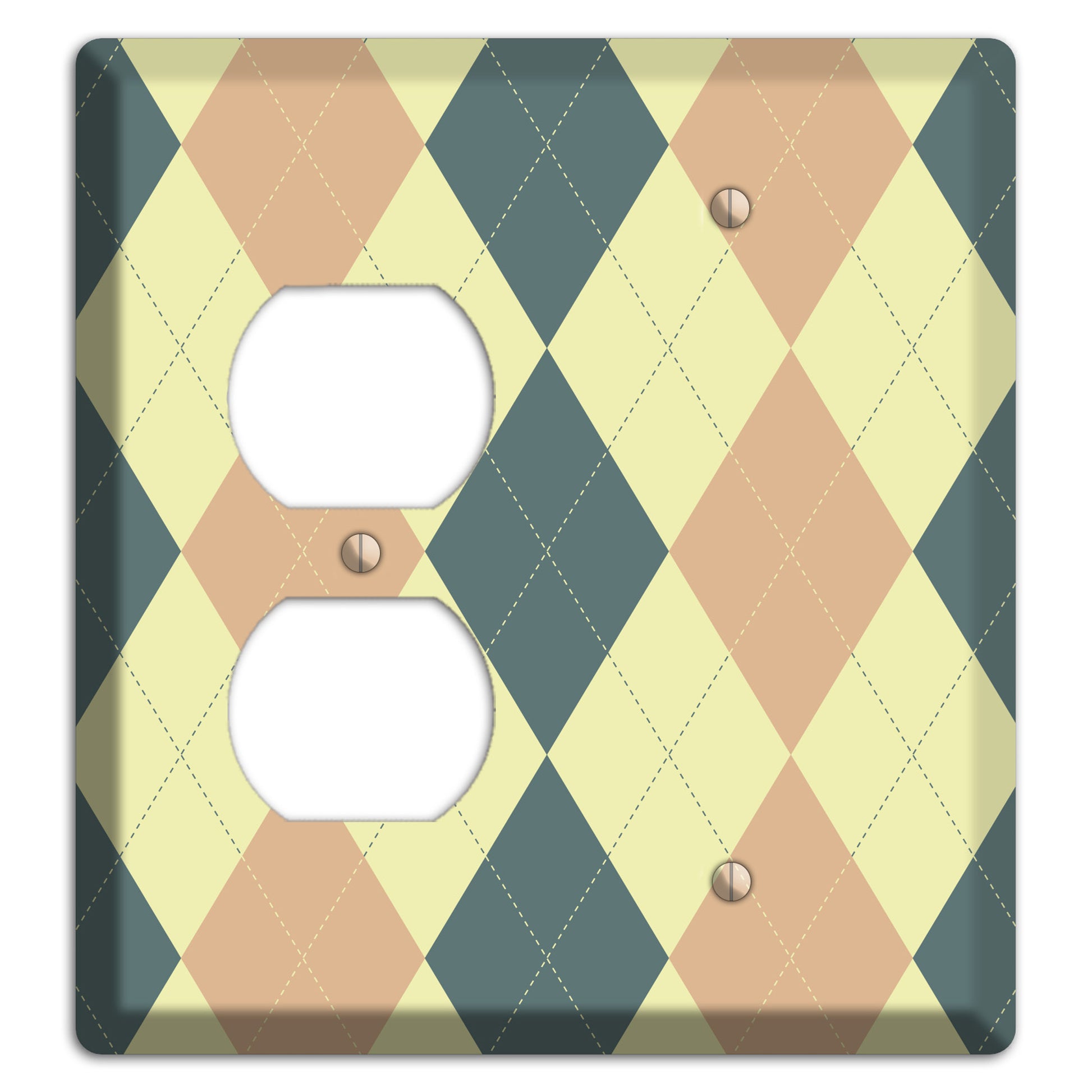 Yellow and Beige Argyle Duplex / Blank Wallplate