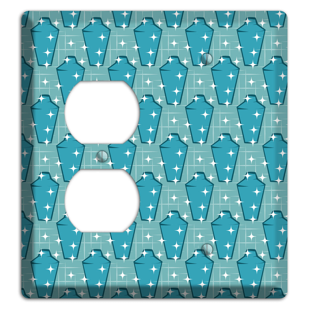 Retro Cocktail Shakers Duplex / Blank Wallplate
