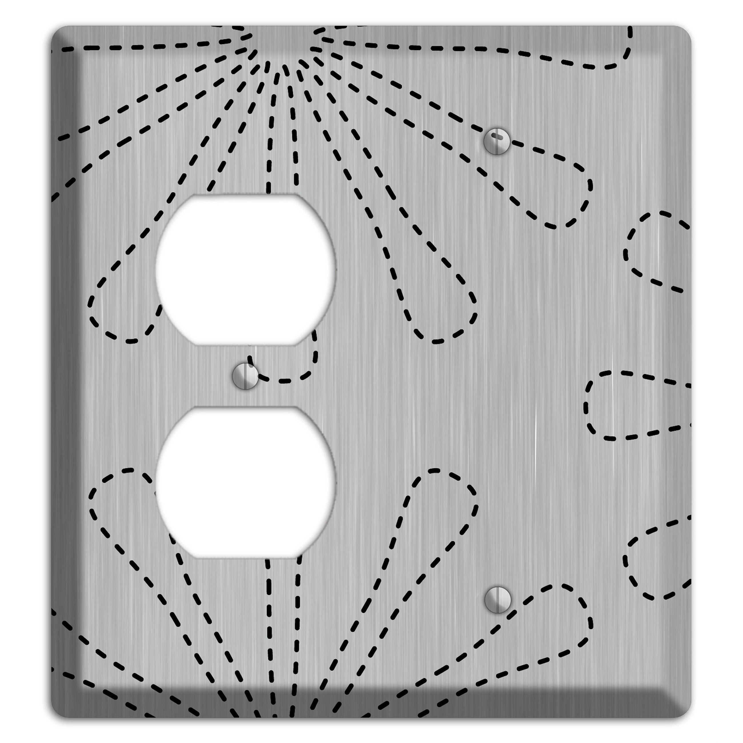 Retro Stipple Floral  Stainless Duplex / Blank Wallplate