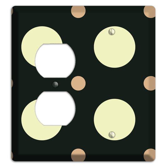 Black with Yellow and Mauve Multi Medium Polka Dots Duplex / Blank Wallplate