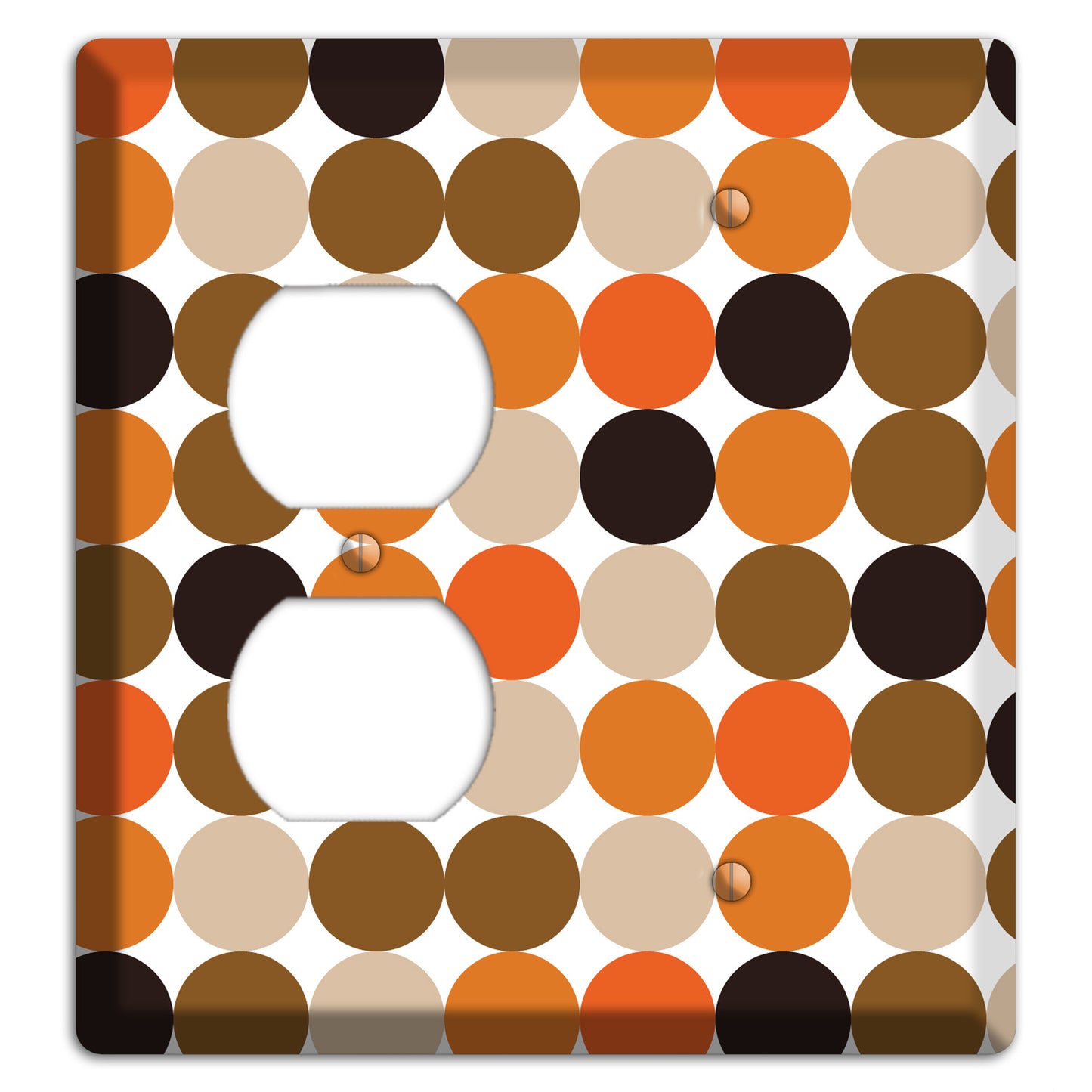Orange Brown Black Beige Tiled Dots Duplex / Blank Wallplate