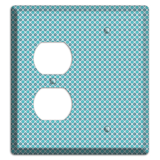 Turquoise and Blue Concentric Dots Duplex / Blank Wallplate