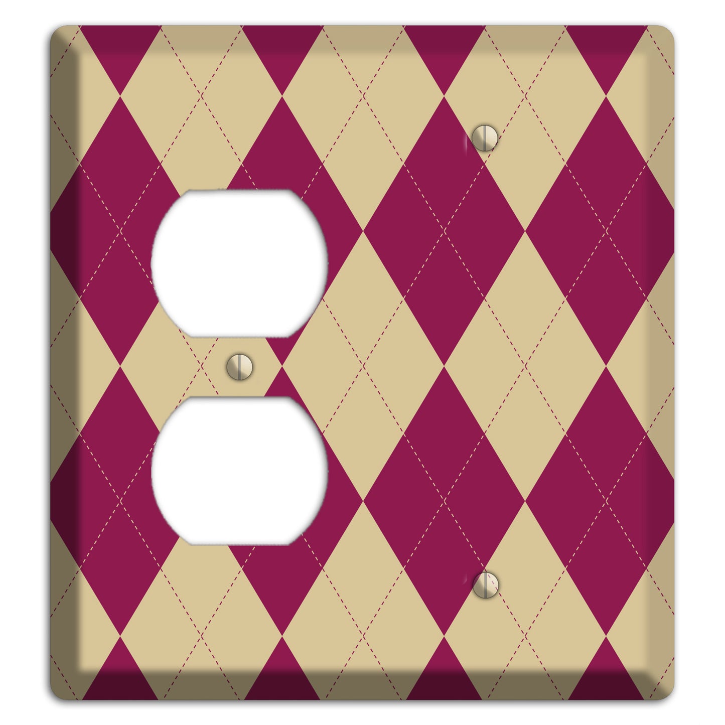 Red and Tan Argyle Duplex / Blank Wallplate