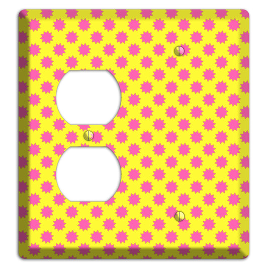 Yellow with Pink Burst Duplex / Blank Wallplate
