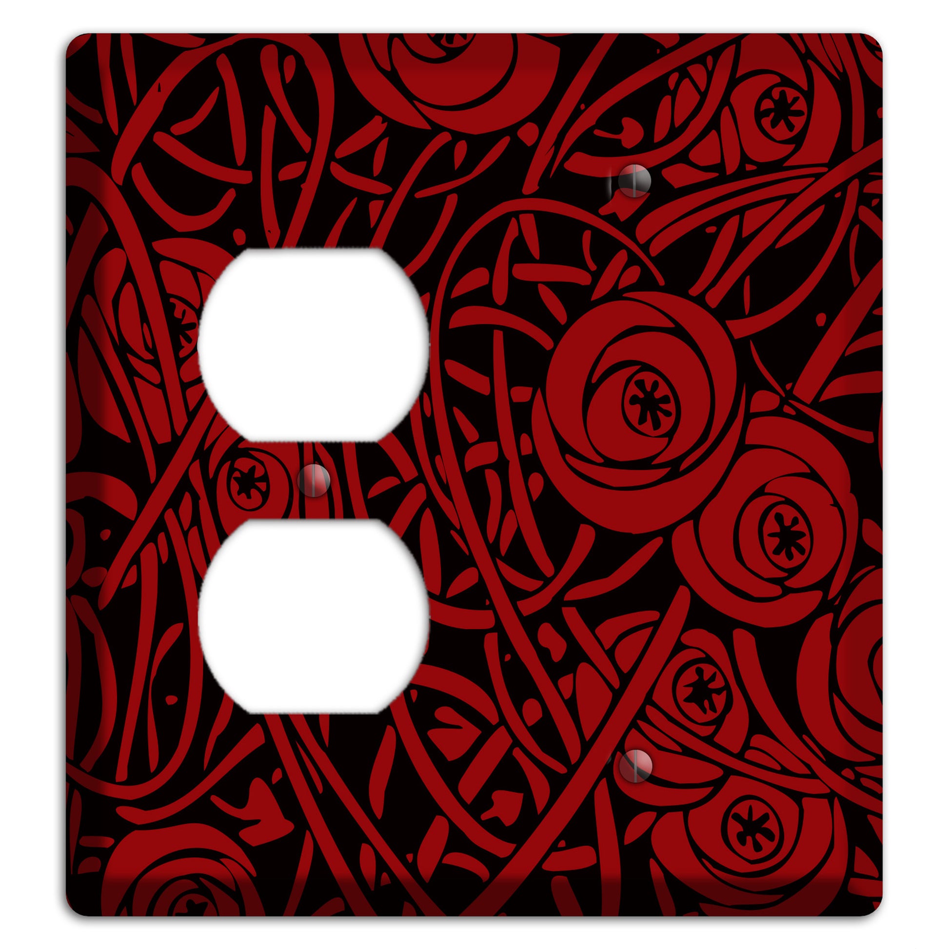 Red Deco Floral Duplex / Blank Wallplate