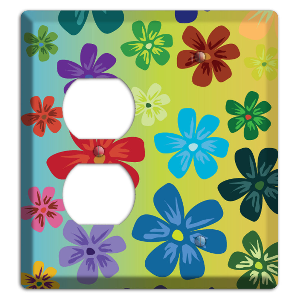 Blue to yellow Flowers Duplex / Blank Wallplate