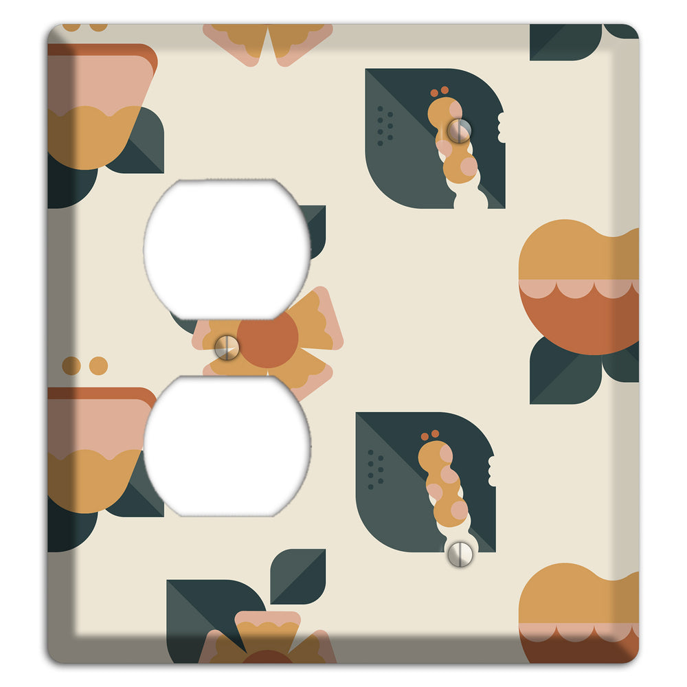 Retro Floral Caterpillar Duplex / Blank Wallplate