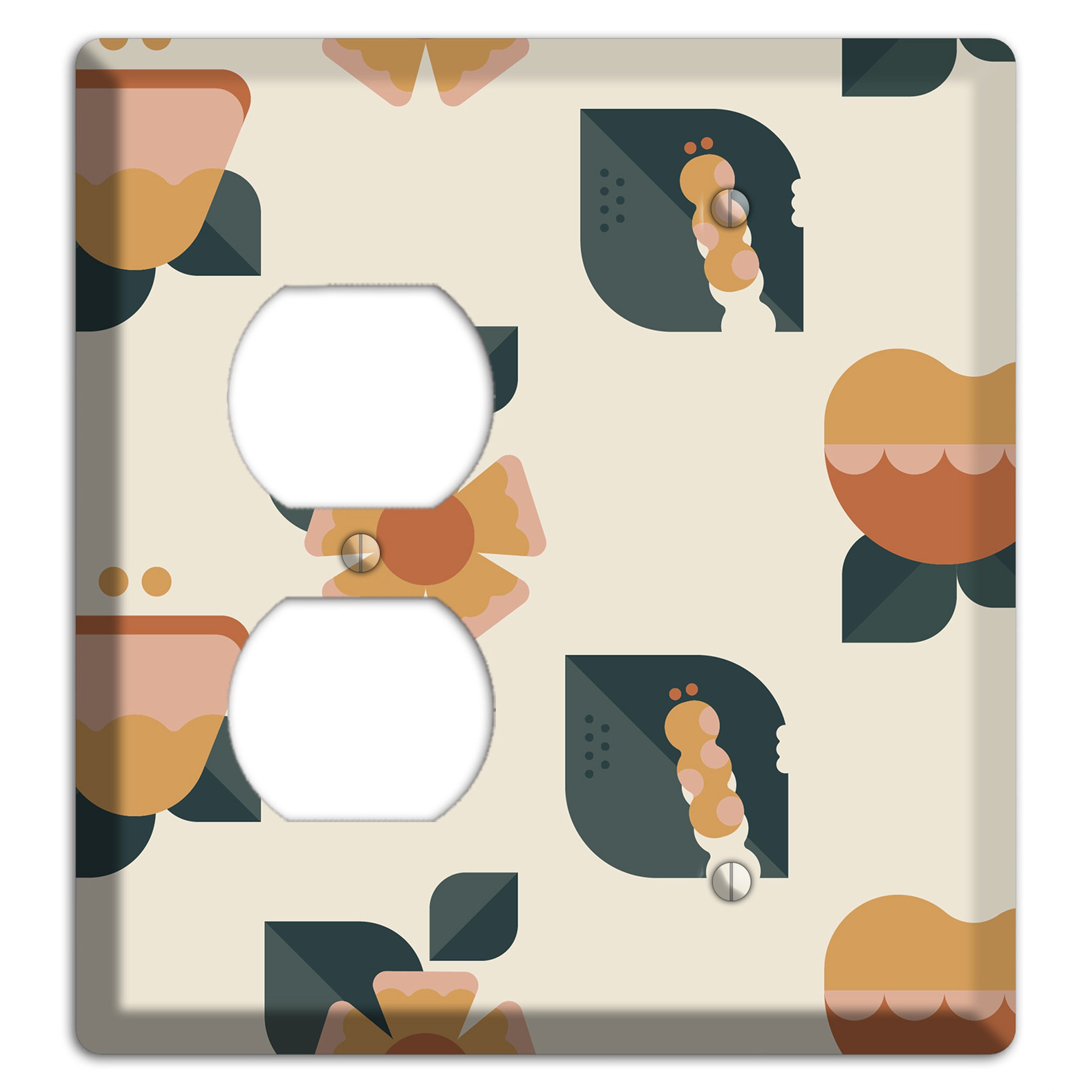 Retro Floral Caterpillar Duplex / Blank Wallplate