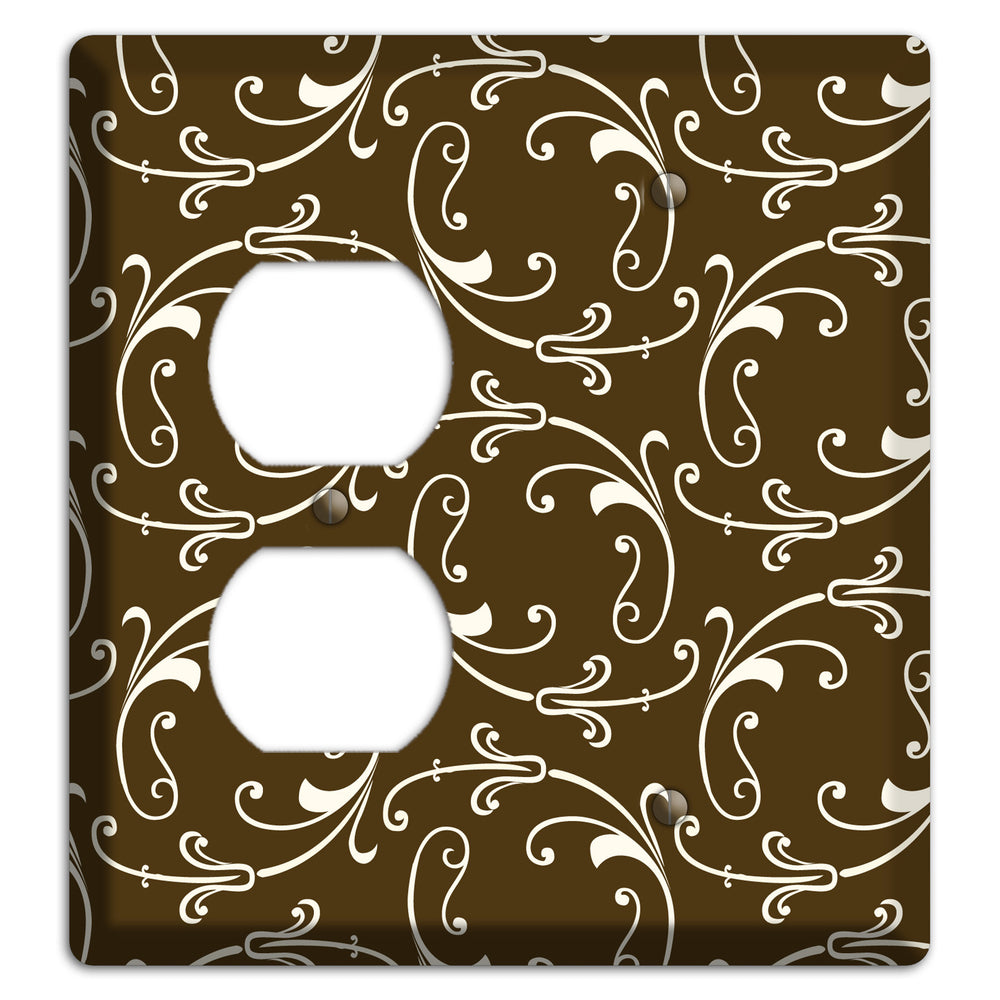 Brown Victorian Sprig Duplex / Blank Wallplate