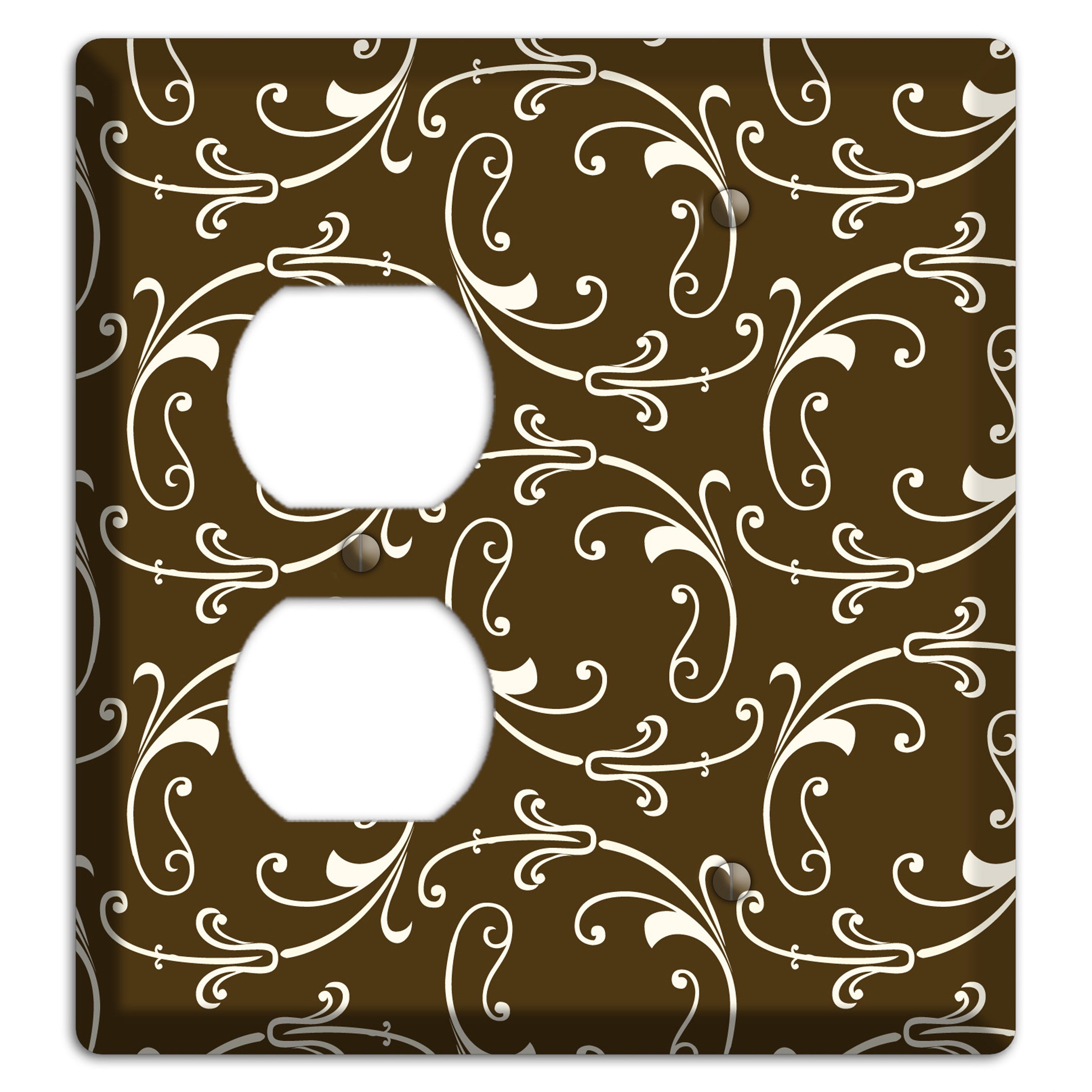 Brown Victorian Sprig Duplex / Blank Wallplate
