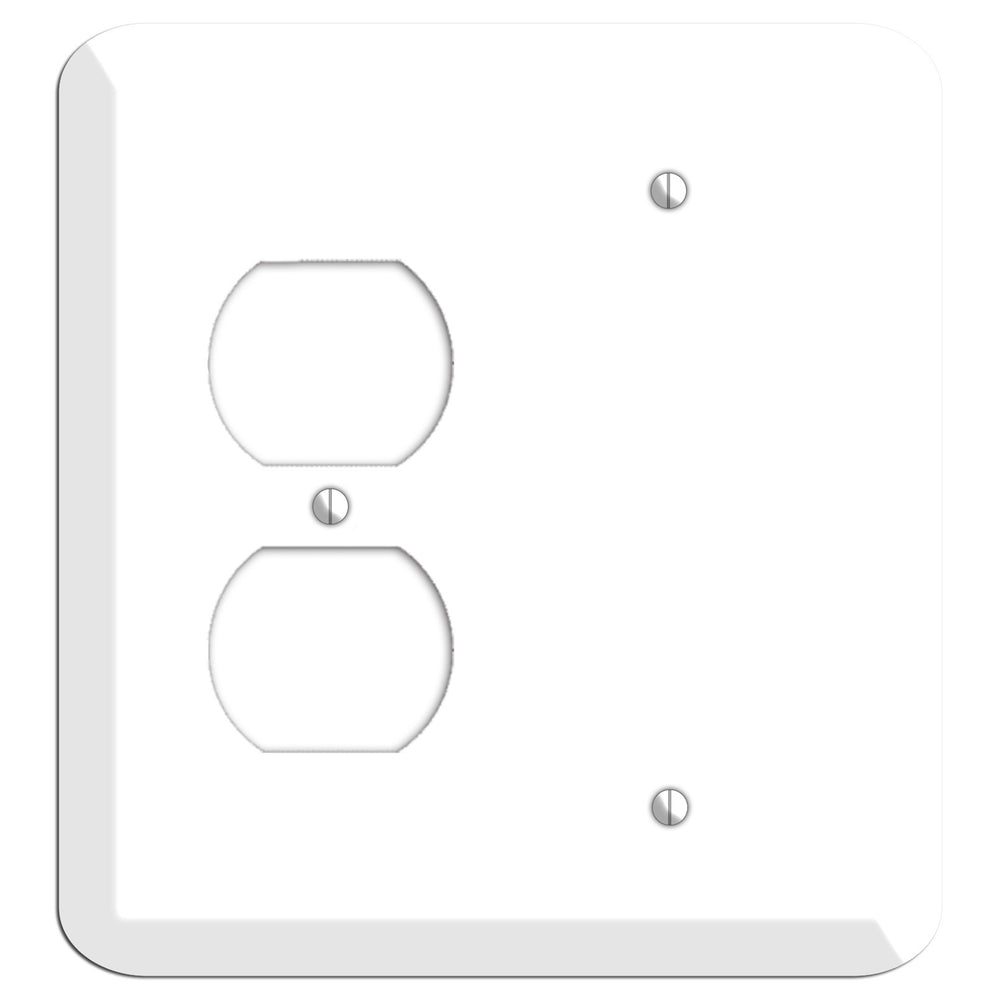 Rounded Corner White Metal Duplex / Blank Wallplate