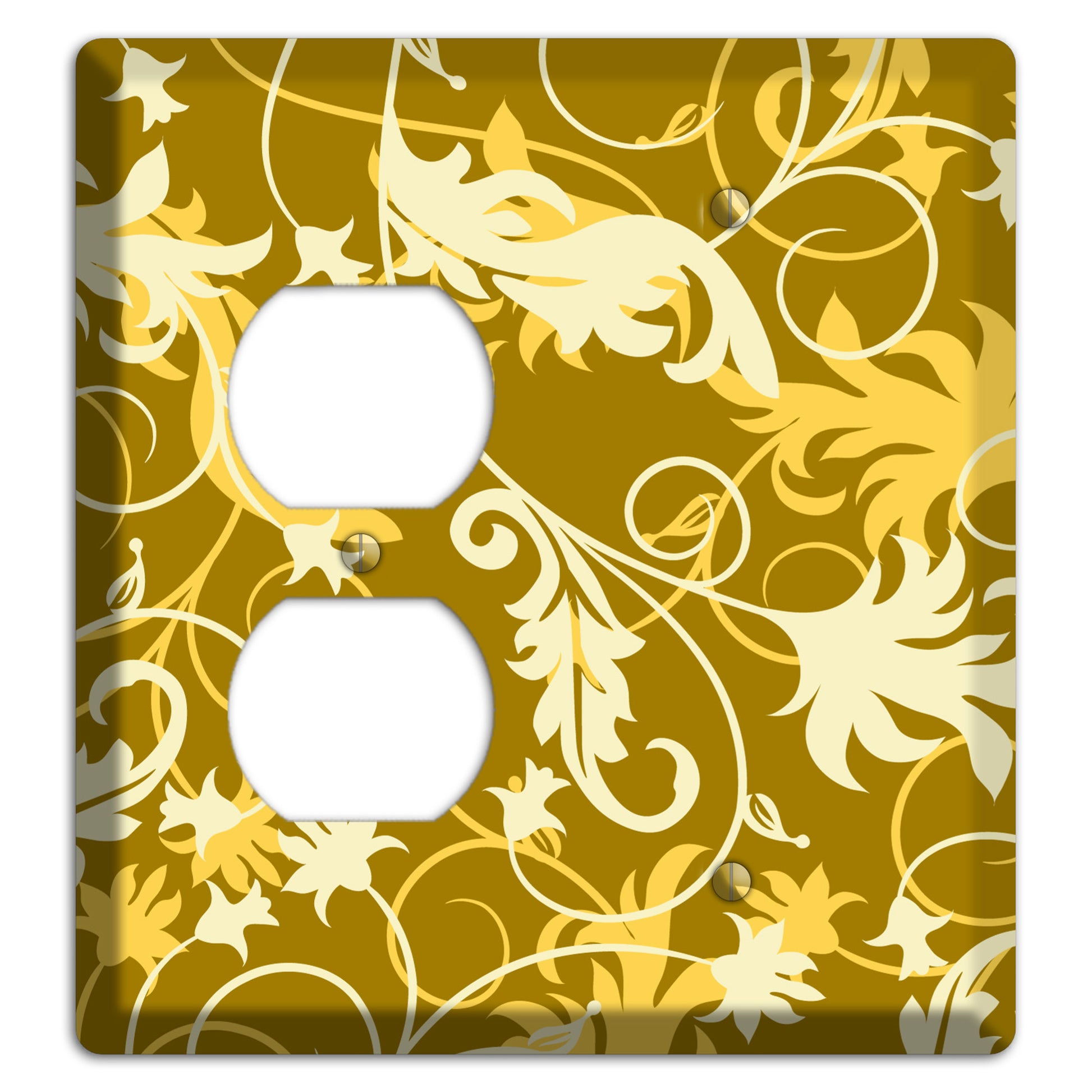 Brown and Tan Victorian Sprig Duplex / Blank Wallplate