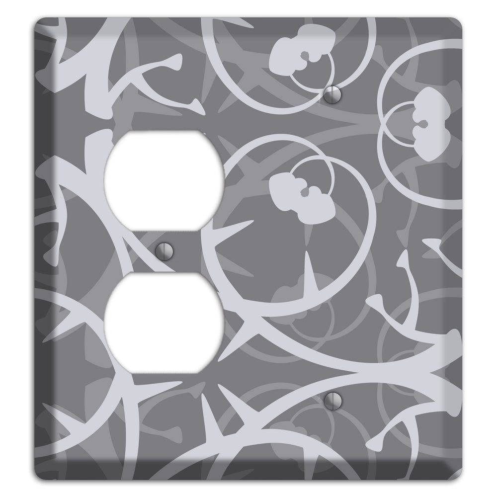 Grey Abstract Swirl Duplex / Blank Wallplate