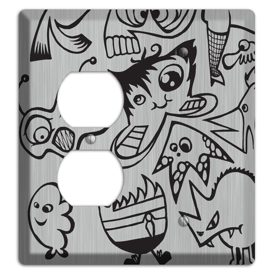 Whimsical Faces 3  Stainless Duplex / Blank Wallplate