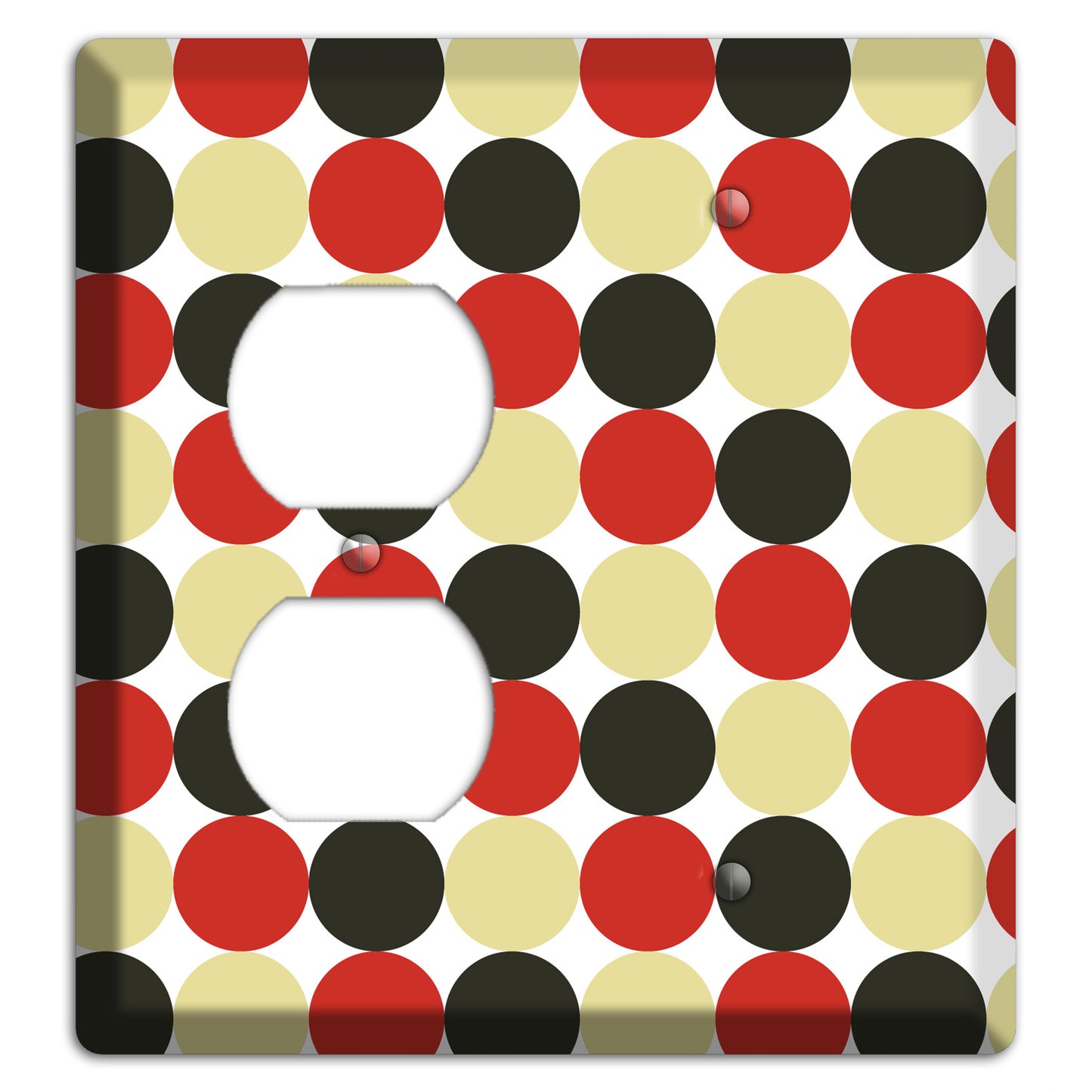 Beige Red Black Tiled Dots Duplex / Blank Wallplate