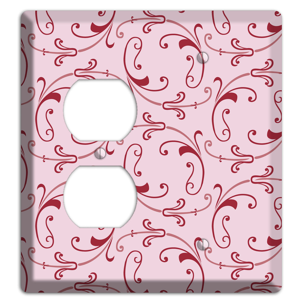 Pink Victorian Sprig Duplex / Blank Wallplate