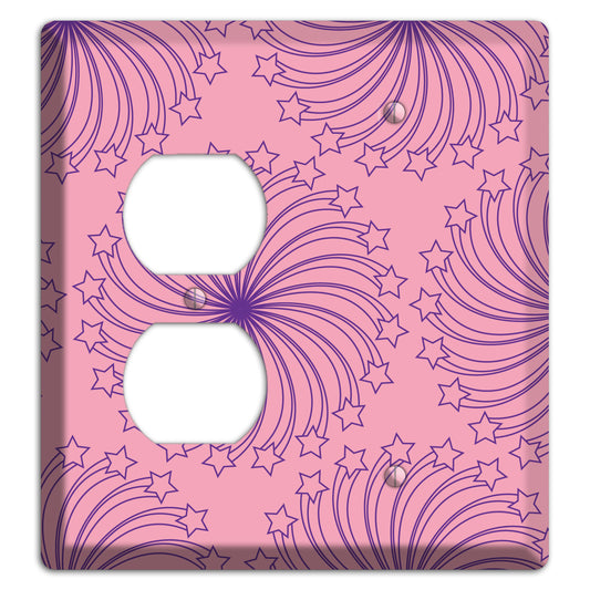 Pink with Purple Star Swirl Duplex / Blank Wallplate