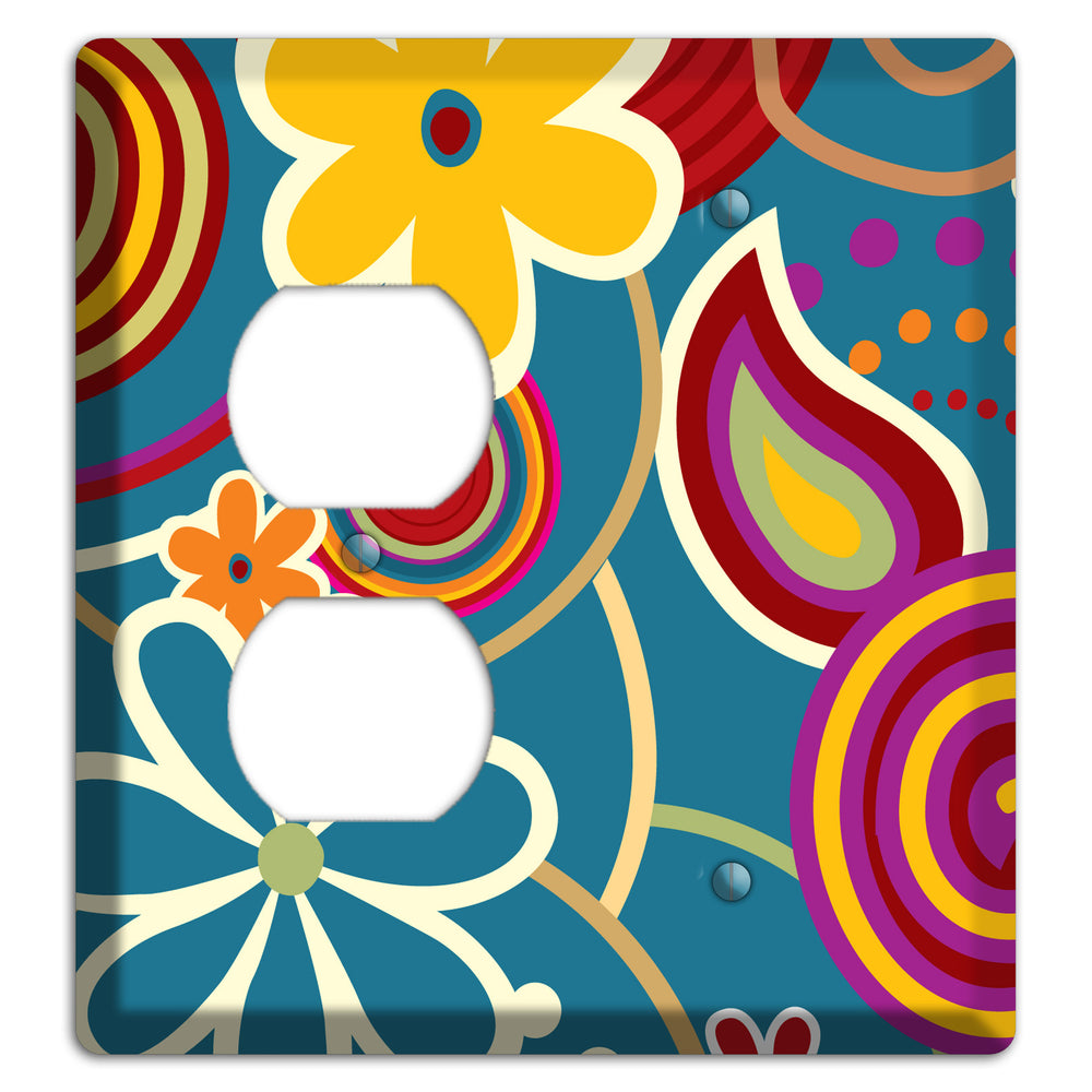Bold Blue Flowers Duplex / Blank Wallplate