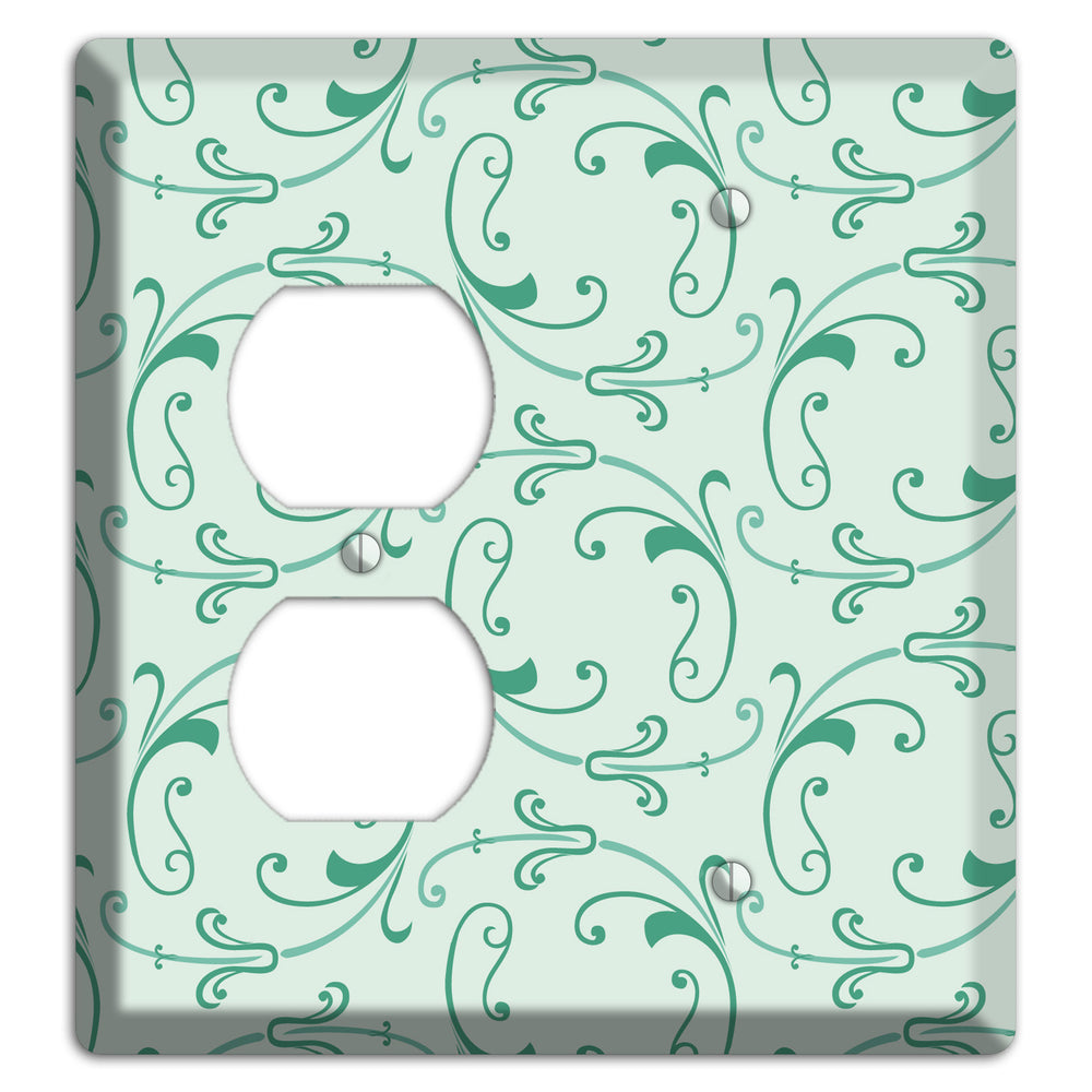 Aqua Victorian Sprig Duplex / Blank Wallplate