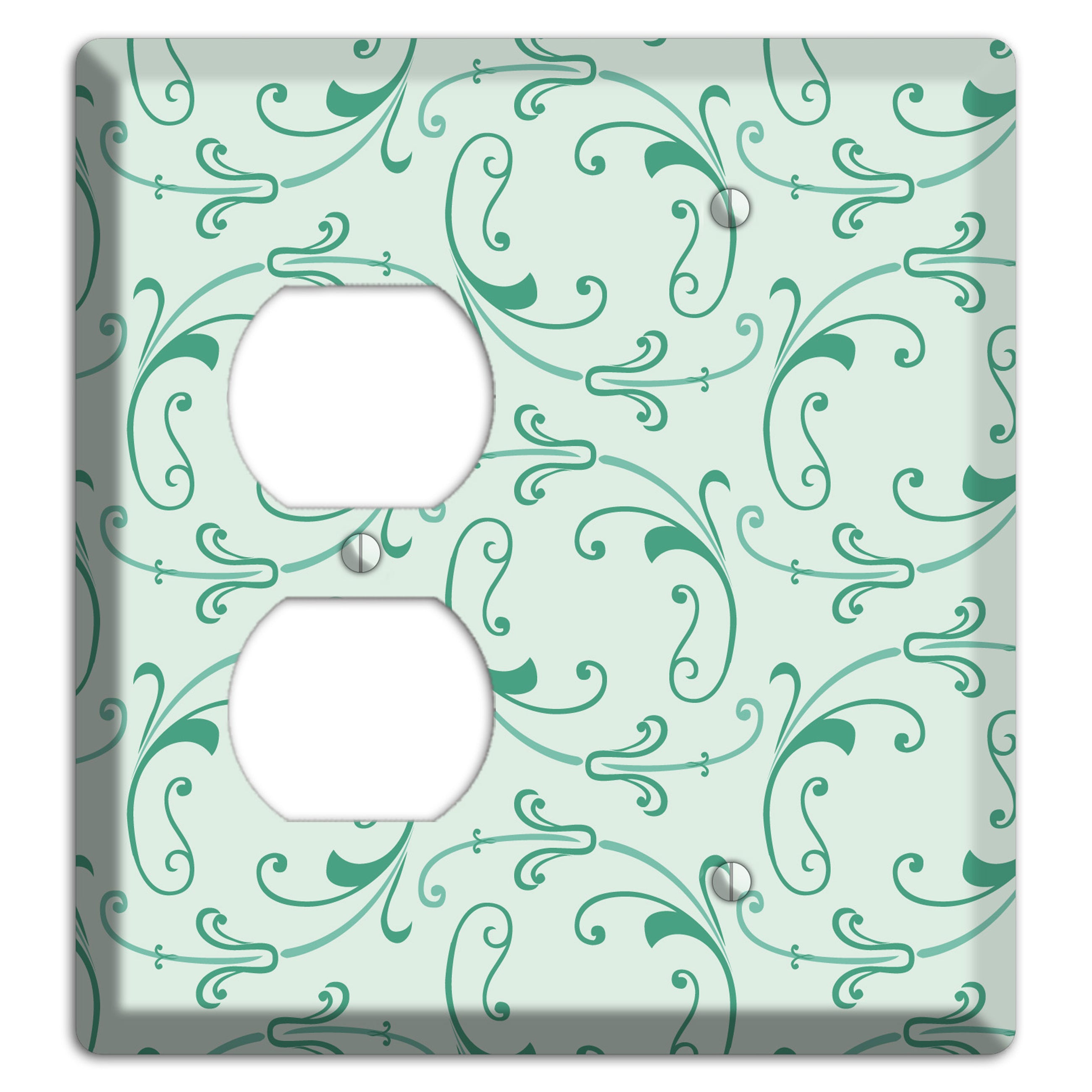 Aqua Victorian Sprig Duplex / Blank Wallplate