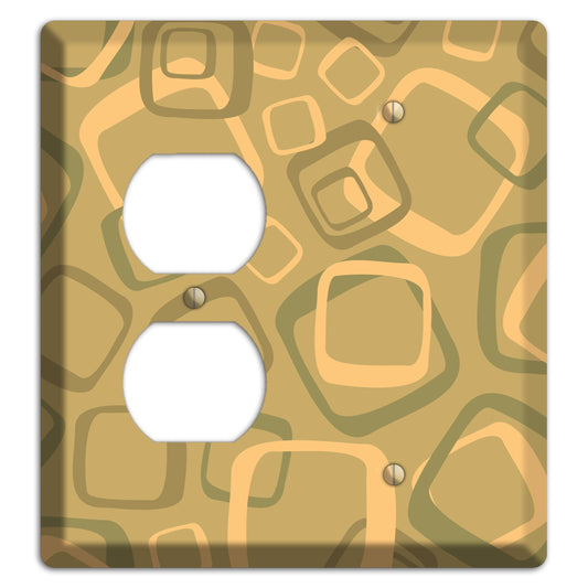Multi Olive Random Retro Squares Duplex / Blank Wallplate