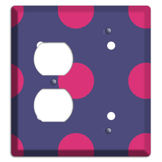 Purple with Purple and White Multi Tiled Medium Dots Duplex / Blank Wallplate