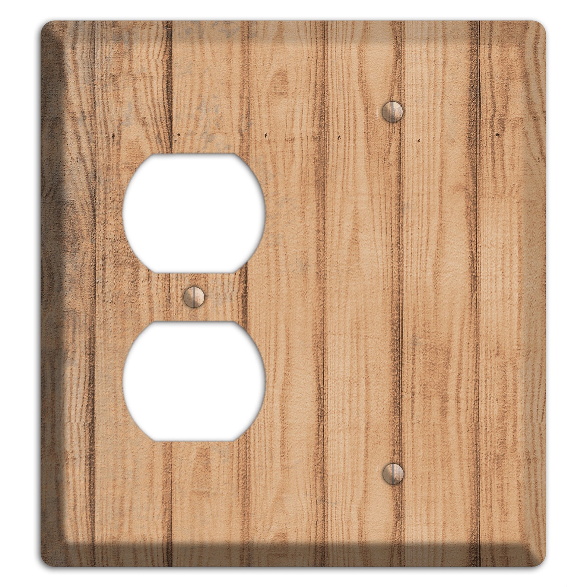 Tan Weathered Wood Duplex / Blank Wallplate