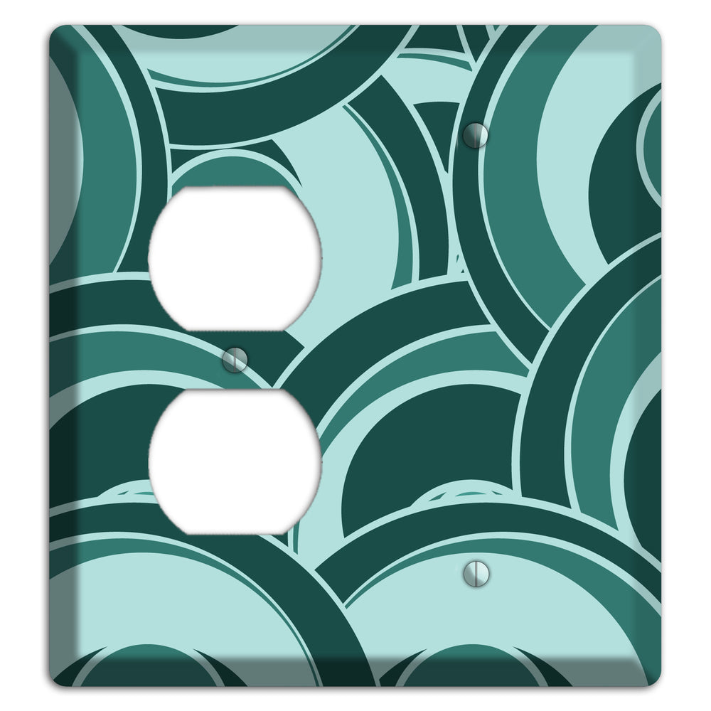 Blue-green Deco Circles Duplex / Blank Wallplate
