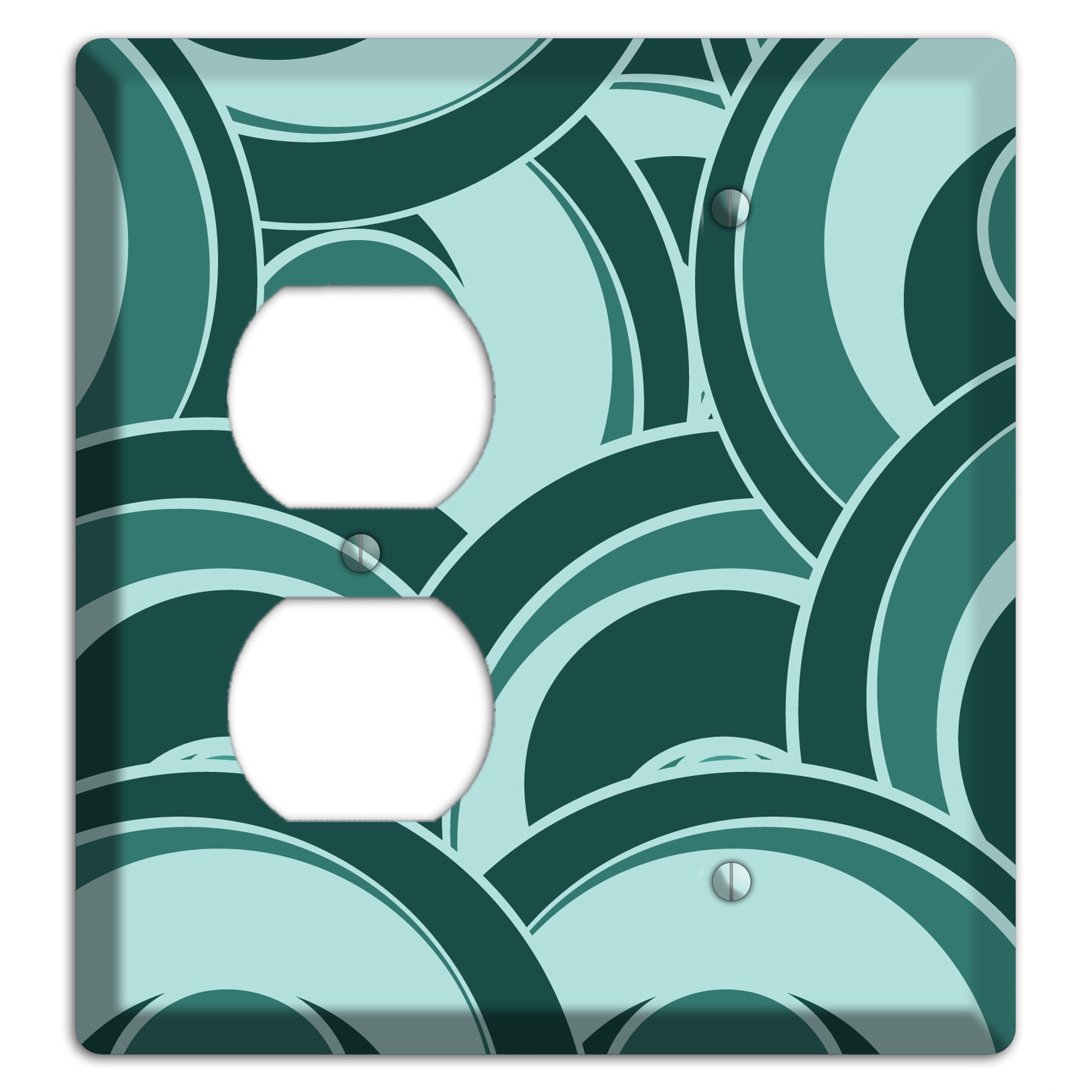Blue-green Deco Circles Duplex / Blank Wallplate
