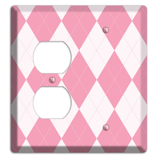 Pink Argyle Duplex / Blank Wallplate