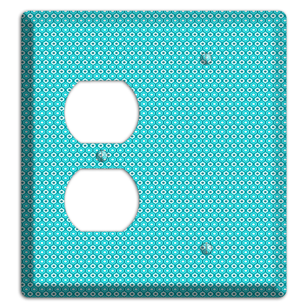 Turquoise Tiny Double Scallop Duplex / Blank Wallplate