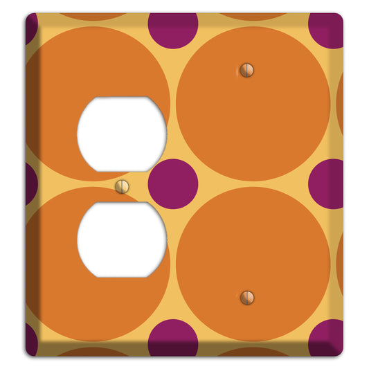 Orange with Umber and Plum Multi Tiled Large Dots Duplex / Blank Wallplate