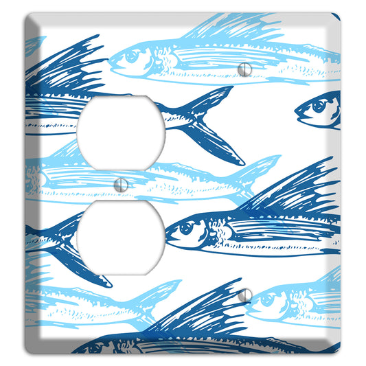 Multi-Blue Fish Duplex / Blank Wallplate