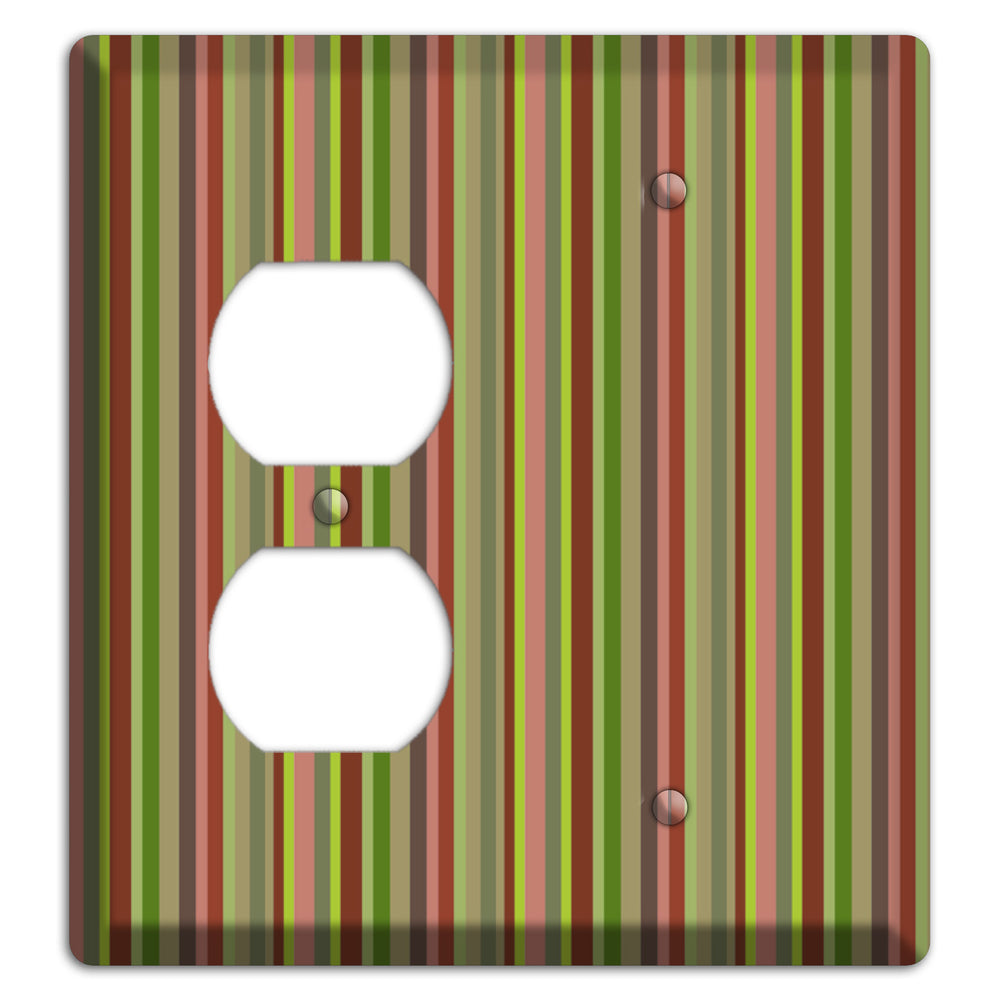 Multi Olive Burgundy Vertical Stripes Duplex / Blank Wallplate