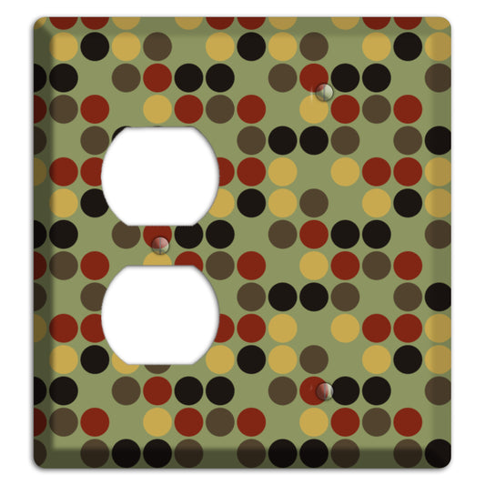 Olive with Red Brown Black Offset Dots Duplex / Blank Wallplate