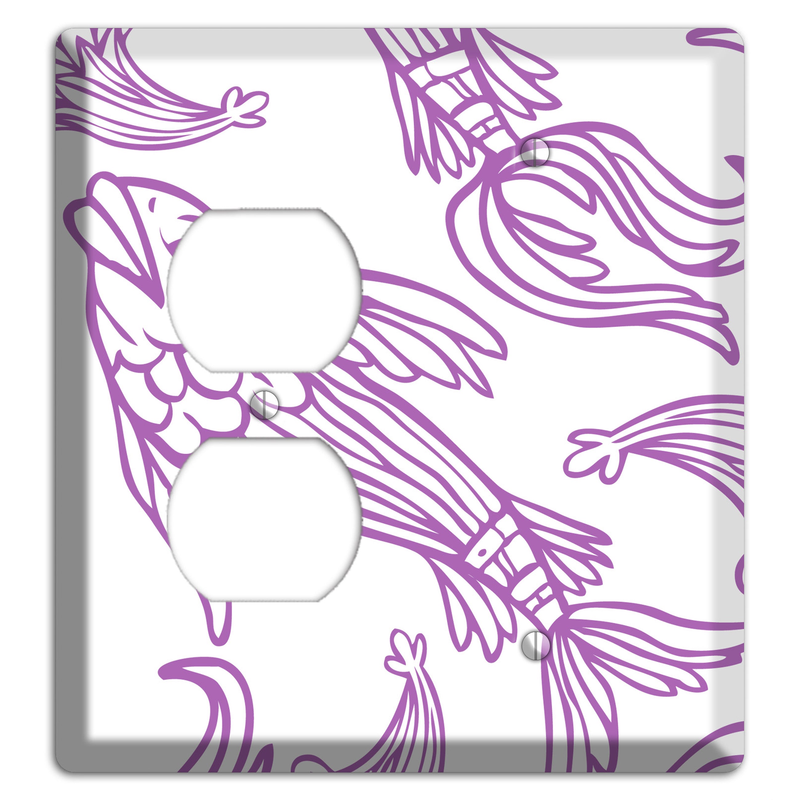 Purple and White Koi Duplex / Blank Wallplate
