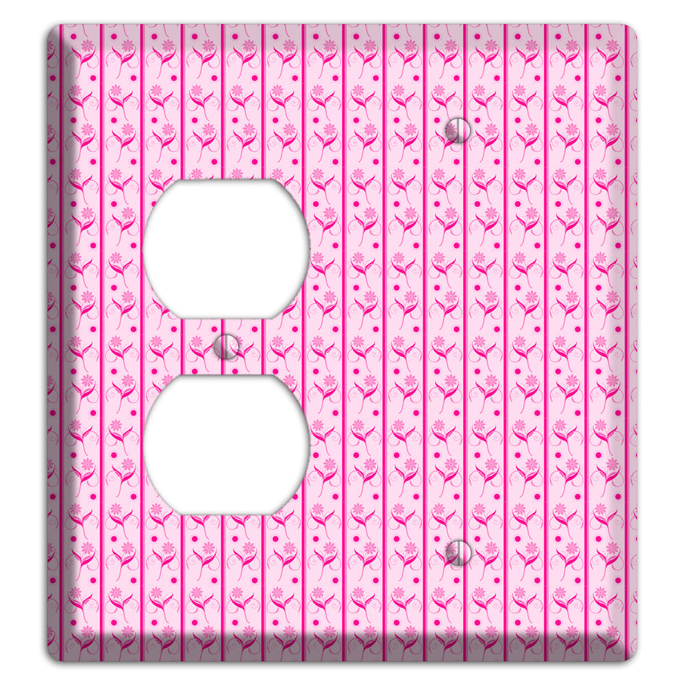 Pink Small Floral Pattern Duplex / Blank Wallplate