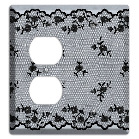 Embroidered Floral Gray Duplex / Blank Wallplate