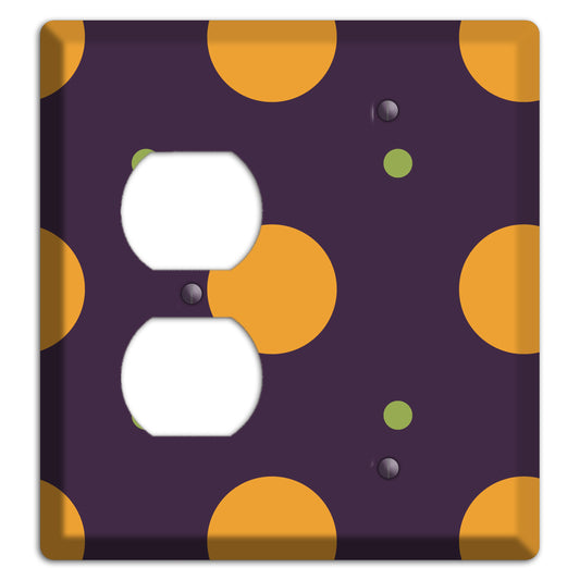 Eggplant with Orange and Lime Multi Tiled Medium Dots Duplex / Blank Wallplate