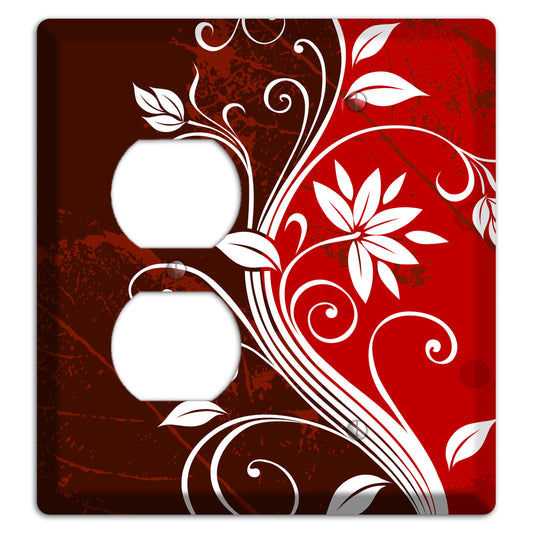 Burgundy and Red Deco Floral Duplex / Blank Wallplate