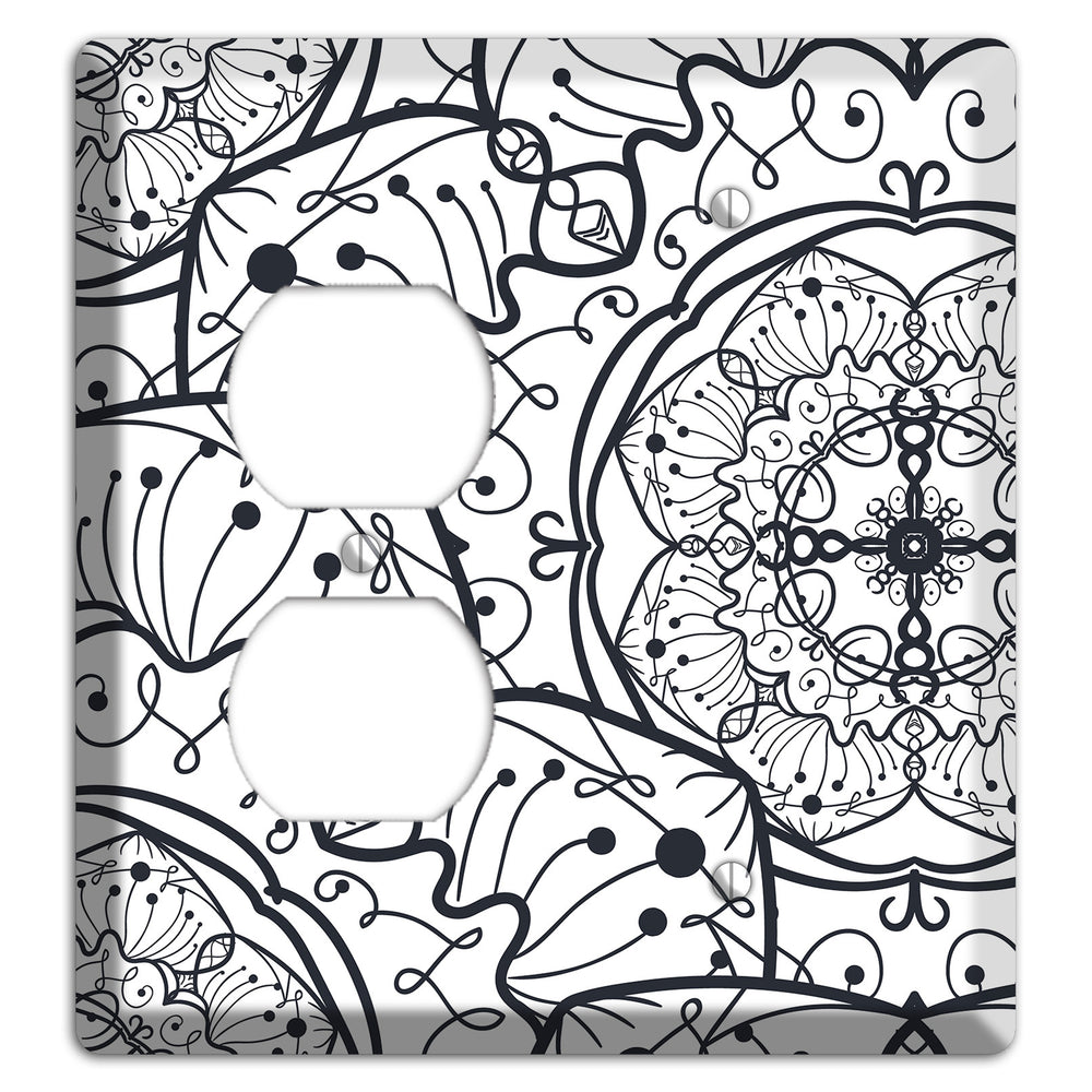 Mandala Black and White Style M Cover Plates Duplex / Blank Wallplate